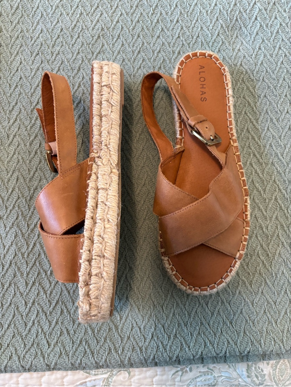 Like New Aloha’s  Women's Leather Espadrille Slingback Sandals made in Spain - Picture 7 of 9
